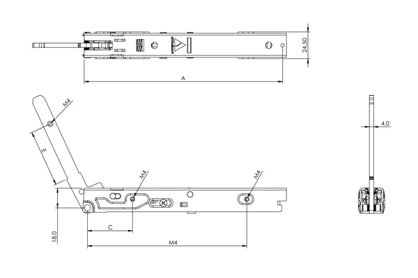 K19MW Precision Microwave Hinge Technical Diagram - OEM Component Specs