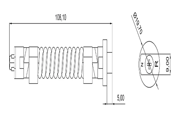 C11 Precision Top Cover Hinge Technical Drawing - Stainless Steel Specs